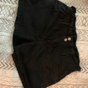 Black paper bag shorts